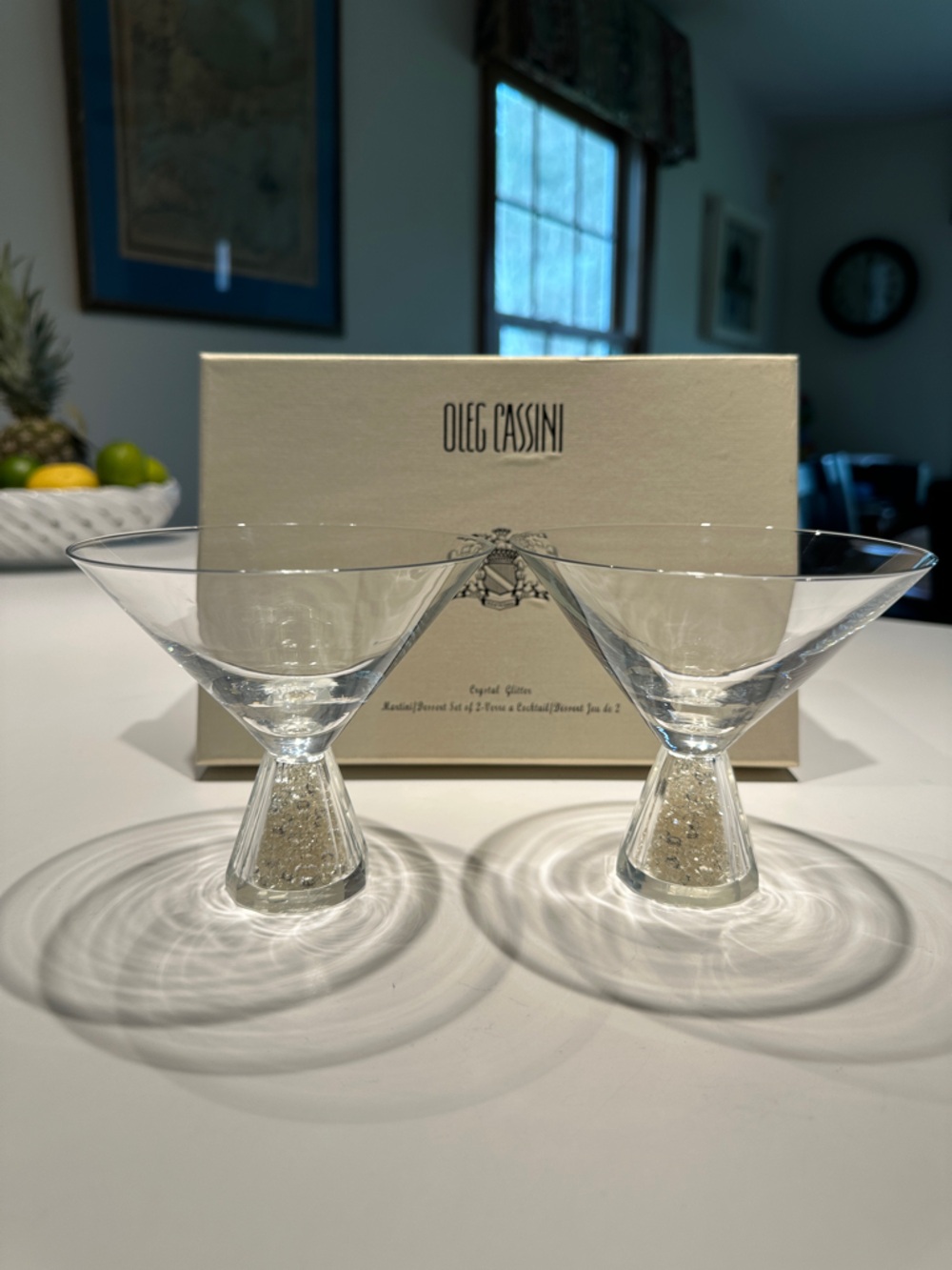 Clear Crystal Martini Glasses (Set of 2)